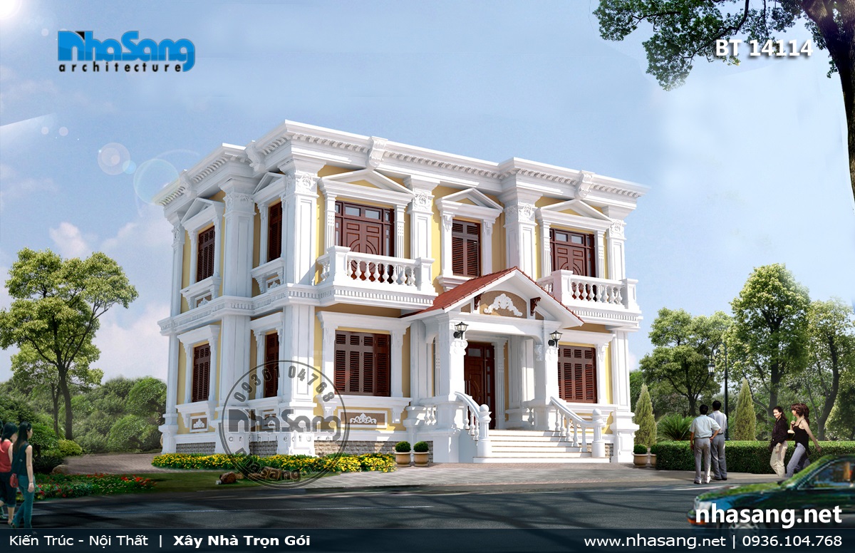 mẫu thiết kế nhà biệt thự tân cổ điển 2 tầng